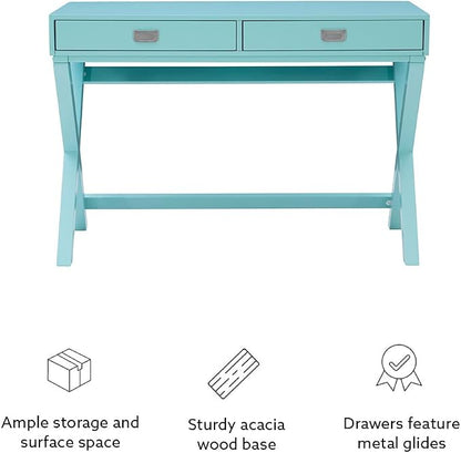 Linon Home Décor Jaycee Blue Writing Desk, 20"D x 44"W x 30"H, Blue