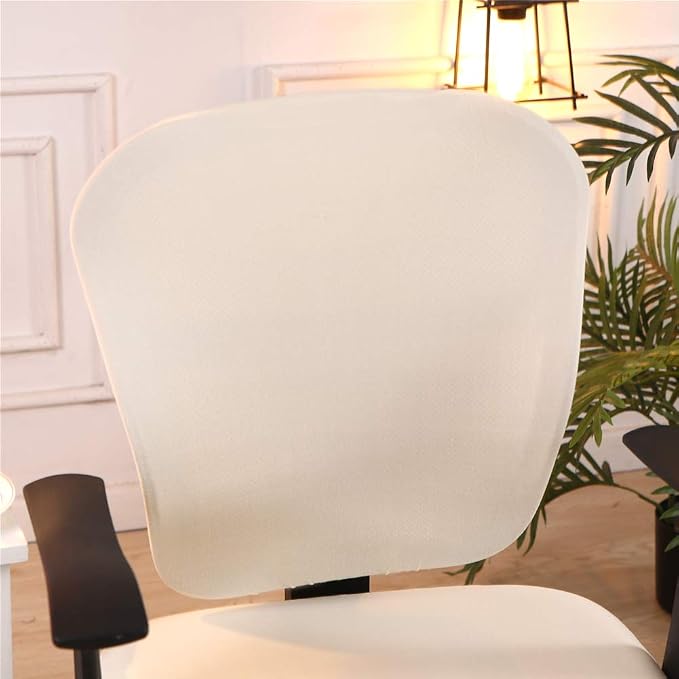 Jinzio Computer Office Chair Cover - Split Protective & Stretchable Cloth Polyester Universal Desk Task Chair Chair Covers Stretch Rotating Chair Slipcover, Cream