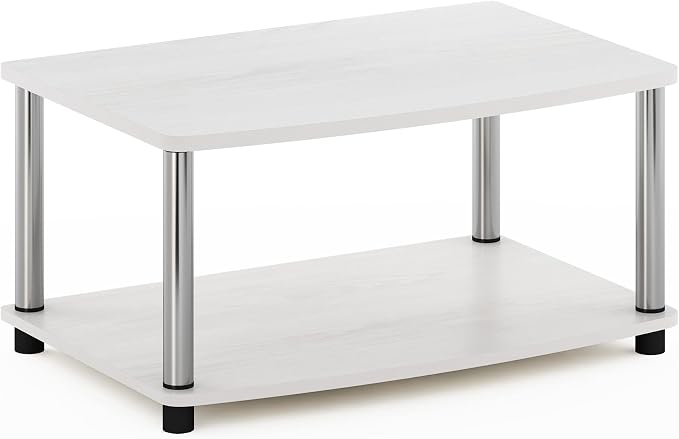 Furinno Turn-N-Tube Printer Stand with Storage, 2-Tier Printer Table, Under Desk Printer Stand, Toolless Assembly, for CPU, Office Supplies, Home Office, White Oak
