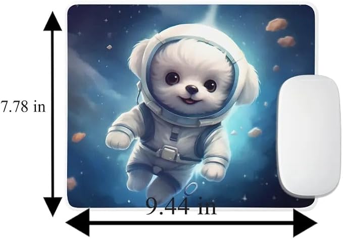Mouse Pad Maltese Astronaut Dog in Space Mouse Pad Puppy floating in Space for Home Office Work Desk Computer Desktop Laptop for Dog Lovers