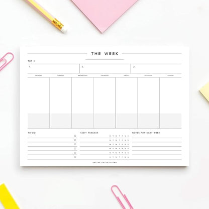 Bliss Collections Weekly Planning Pad, To Do List Notebook - Undated Tear-Off Sheets Notepad - Work Calendar, Organizer, Scheduler for Goals, Tasks - Minimalist, 8.5" x 11", 50 Sheets