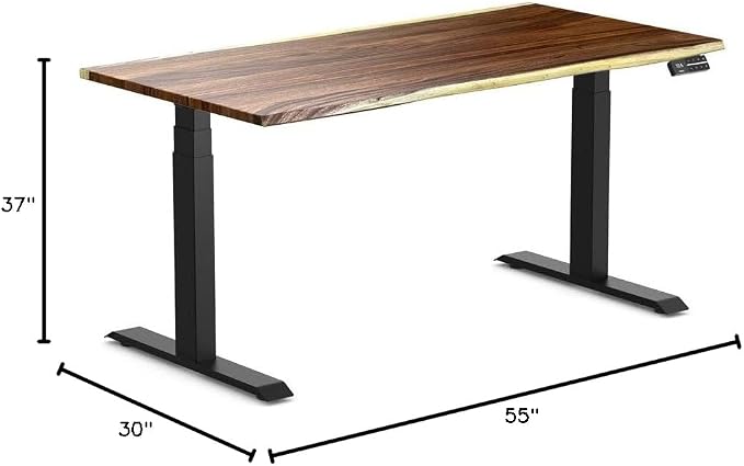 Desky Dual Hardwood Sit Stand Desk - Electric Standing Desk - Dual Motor,3 Stage Adjustable Height Desk - Solid Wood Whole-Piece Top - Standing Desk with Cable Management