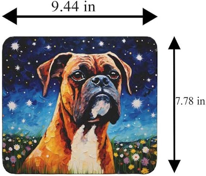 Starry Night Boxer Dog Mouse Pad for Computer Laptop Home Office Gaming Working Desk Desktop Accessories Non-Slip Rubber Mouse Pad for Dog Lovers (Boxer)