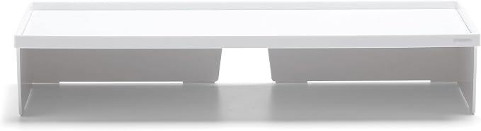 Poppin White Monitor Riser - Lacquer-Like Finish, Cable Cutout in Back, Take Monitor to New Heights, Doubles As All-Purpose Shelf, Stacks with Accessory and Letter Trays, 21,1" x 10,6" x 4,1"