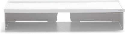 Poppin White Monitor Riser - Lacquer-Like Finish, Cable Cutout in Back, Take Monitor to New Heights, Doubles As All-Purpose Shelf, Stacks with Accessory and Letter Trays, 21,1" x 10,6" x 4,1"