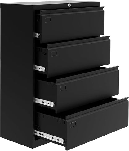 GAOMON 2-Drawer File Cabinet with Lock, Metal Lateral Filing Cabinets for Letter/Legal Size Documents, Heavy Duty File Storage for Home Office, Black (4 Drawers)