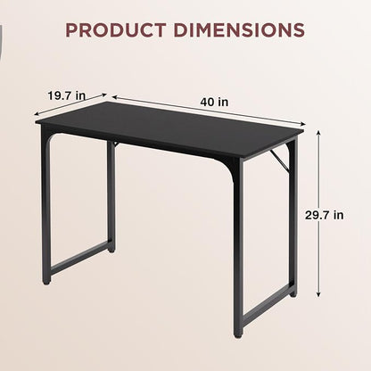 PayLessHere | 39 Inch Computer Desk | Black | Office Desk with Metal Frame, Adjustable Feet | Water-Resistant, Scratchproof Surface | Sturdy Writing Table for Home Office or Study | Pack of 1