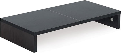 TEAMIX 20 Inch Monitor Stand Riser, Black Desktop Stand for PC/TV/Laptop/Printer, Wood Monitor Riser with Storage, Computer Stand Keyboard Organizer
