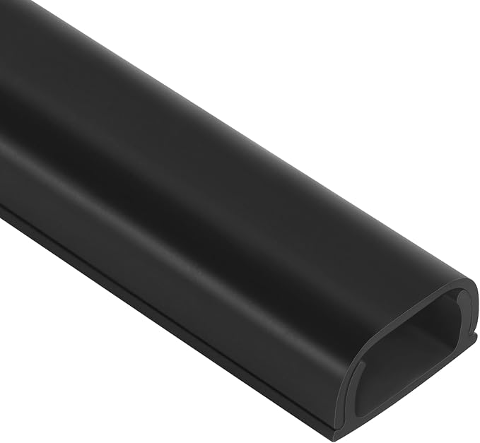Wire Covers for 2-3 Cords, 43.7in Cord Hider, Wire Hiders for TV on Wall, Paintable Cable Cover Channel, Cable Management Raceway Kit for Wall Mounted TV in Home Office, 0.95in W X 0.47in H, Black