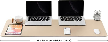 Large Desk Mat - 47.2"x 17" Non-Slip PU Desk Pad for Office and Home - Ideal for Large Mouse Pad and Desk Mats on Top of Desks(Apricot)