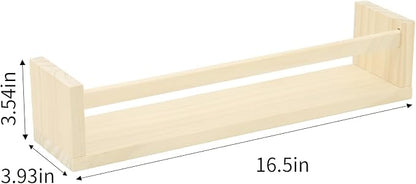 Fixwal Nursery Shelves, 16.5 Inch Floating Bookshelves for Wall Set of 3, Baby Nursery Decor, Solid Wood Wall Mounted Shelves for Books (Natural Wood)