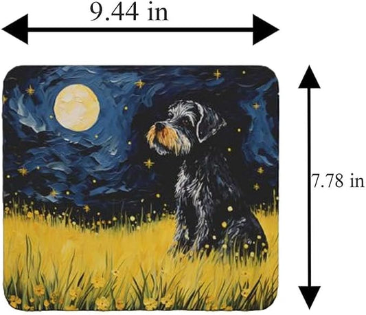 Tubbie Prints Starry Night Dog Mouse Pad for Computer Laptop Home Office Gaming Working Desk Desktop Accessories Non-Slip Rubber Mouse Pad for Dog Lovers (Miniature Schnauzer)