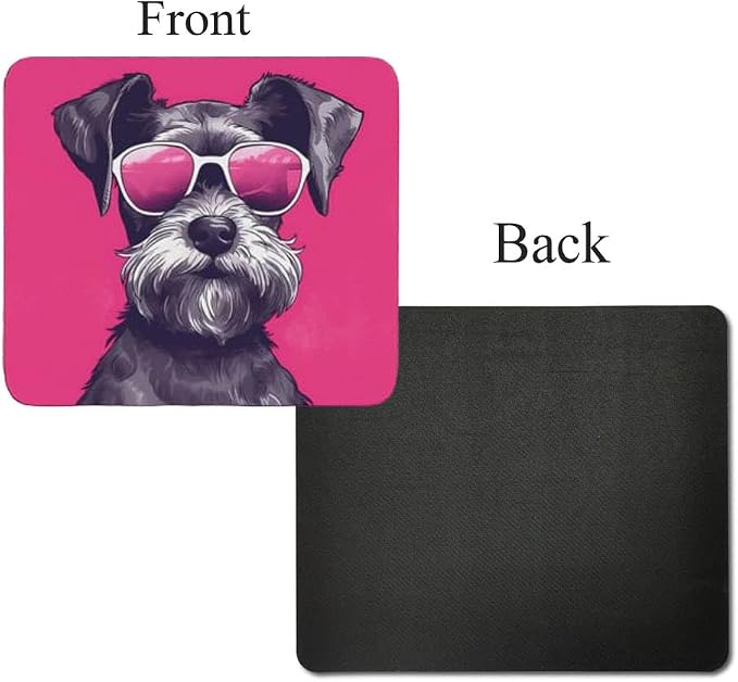 Pink Mousepad Glamour Dog Miniature Schnauzer Mouse Pad for Home Office Gaming Working Desk Computer Desktop Accessories Non-Slip Rubber Mousepad for Dog Lovers