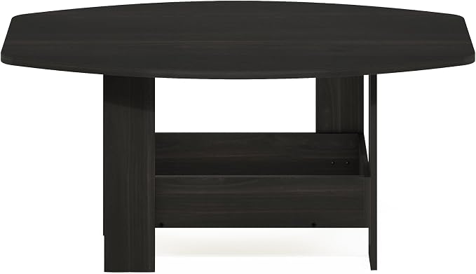 Furinno Simple Design Coffee Table, 2-Tier Modern Center Table with Lower Shelf, Round Corner Side Table, for Living Room, Bedroom, Home Office, Espresso