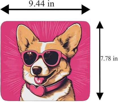 Pink Mousepad Glamour Dog Welsh Corgi Mouse Pad for Home Office Gaming Working Desk Computer Desktop Accessories Non-Slip Rubber Mousepad for Dog Lovers