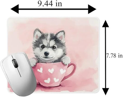 TUBBIE BASIC Mousepad Puppy in Tea Cup Mouse Pad Desktop Laptop Computer Accessories Home Office Gaming Work Desk Computer Non-Slip Rubber gift for dogs lover mousepad coffee or tea (Alaskan Malamute)