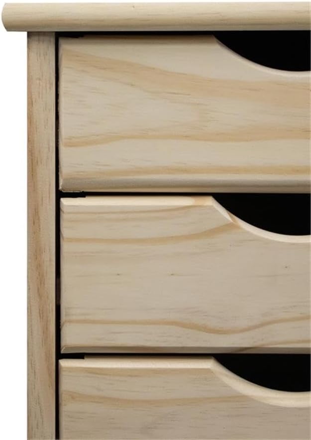 Pemberly Row Solid Wood 6-Drawer Utility Cart, 15.25 x 13.25 x 25.75 in, Unfinished Pine, Compact Design with Casters, Removable Drawers, Crafting, Home Office, Customizable Storage Solution