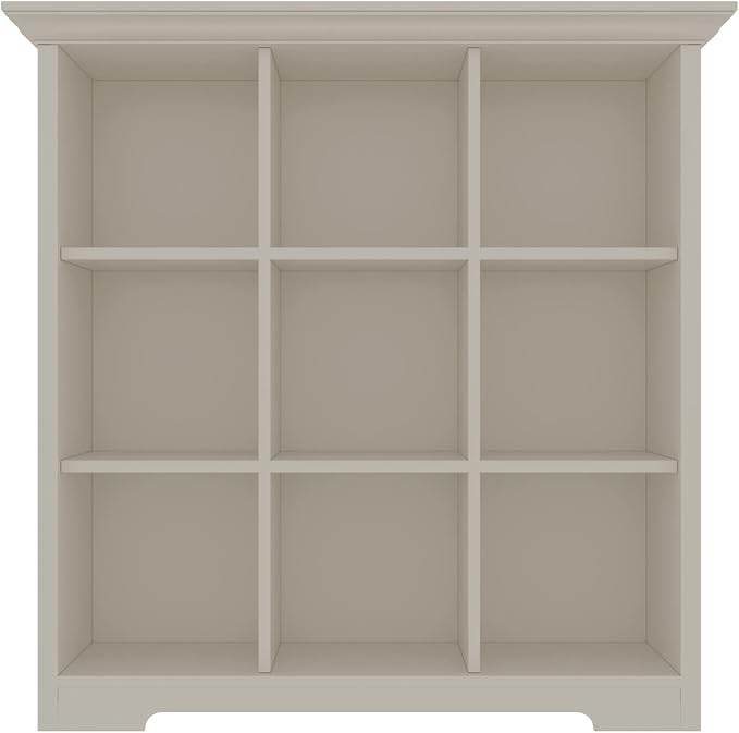 OSCHF Wooden Cube Shelf Bookcase - Modern 3 Tiers Floorstanding Open Bookshelf with Base for Home and Office, 9 Cubes Storage Cabinet, Warm White