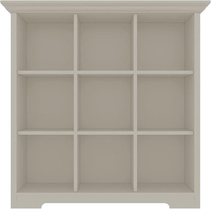 OSCHF Wooden Cube Shelf Bookcase - Modern 3 Tiers Floorstanding Open Bookshelf with Base for Home and Office, 9 Cubes Storage Cabinet, Warm White