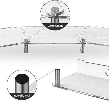 dual monitor stand riser, 3-layer transparent acrylic monitor stand with anti slip pad, adjustable length and angle, suitable for 2 monitors, desktop, laptop, PC, printer, TV screen