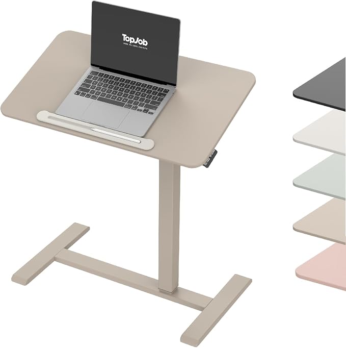 TopJob AnyDesk Nest Pro Sit Standing Desk, Portable Folding Stand Desk with Hidden Wheels, Computer Workstations, Home Use, Couch Side Table, Bedside Table, Kitchen Prep Table, Cordless (Sand)