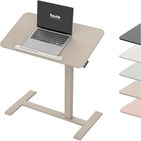 TopJob AnyDesk Nest Pro Sit Standing Desk, Portable Folding Stand Desk with Hidden Wheels, Computer Workstations, Home Use, Couch Side Table, Bedside Table, Kitchen Prep Table, Cordless (Sand)