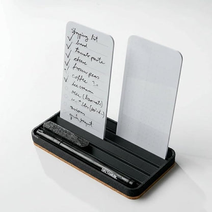 DeltaHub Reusable To-Do List for Desk - Dry Erase Daily Planner with 2 Cards, Marker & Eraser - Minimalist Desktop Organizer for Office, Work from Home - Analog Productivity Tool (Black)