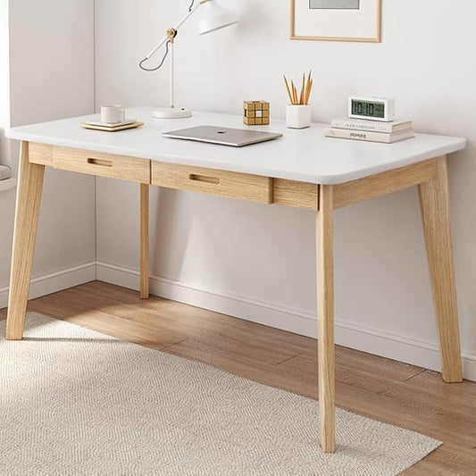 IOTXY Solid Wood Writing Desk - Home Office Workbench Desk with Drawer, 47.24" Width Laptop Computer Work Study Table