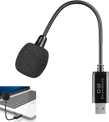 Mini USB Microphone for Laptop and Desktop Computer, with Gooseneck & Universal USB Sound Card, Compatible with PC and Mac, Plug & Play, Ideal Condenser Mic for Remote Work, Online Class | Universal USB Sound Card, Plug & Play, Flexible Gooseneck, Idea...