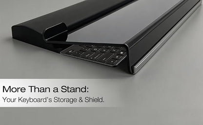Acrylic Tilted Computer Keyboard Stand for Desk 16.9"x 5.7"-Black | Keyboard Riser with Silicone Anti-Slip Strip Ergonomic Tilted Lift for Comfortable Typing for Office, Home, and School