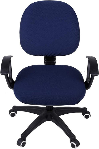 Smiry Stretch Jacquard Office Computer Chair Covers, Removable Washable Universal Desk Rotating Chair Slipcovers Protector, Seat + Backrest Cover, Navy Blue