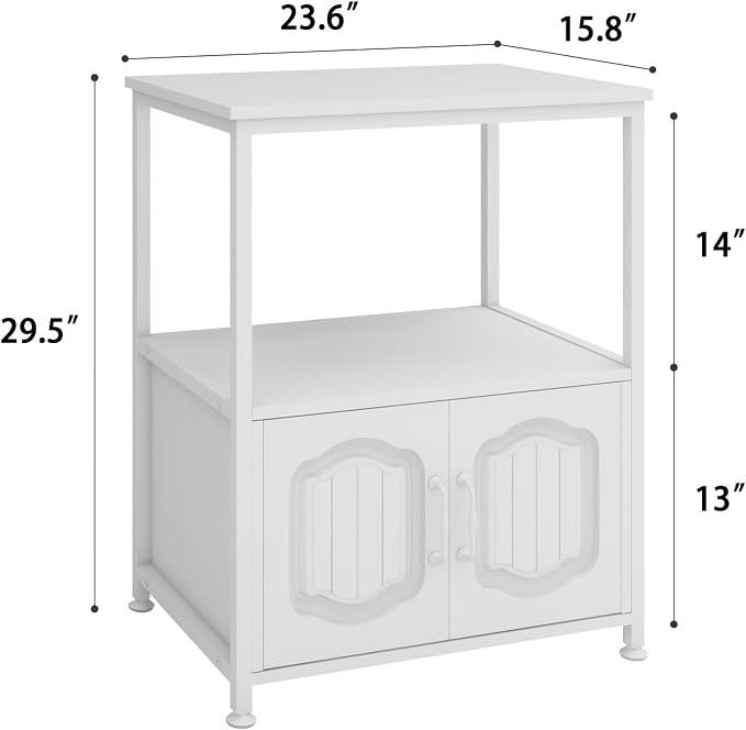 Natwind 3 Tier Printer Stand with File Cabinet, Vertical Filling Cabinet with Open Shelves, Decorative Wood Printer Shelf with Storage for Home Office, White
