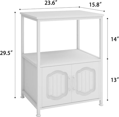 Natwind 3 Tier Printer Stand with File Cabinet, Vertical Filling Cabinet with Open Shelves, Decorative Wood Printer Shelf with Storage for Home Office, White