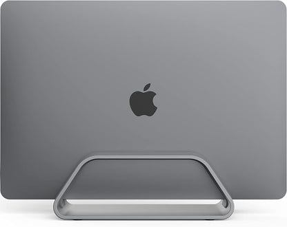 HumanCentric Vertical Laptop Stand Compatible with MacBook Pro and MacBook Air, Holder for Personal Computer Desk Stand, Aluminium, Exchangeable Inserts to Fit Different Device Models, Space Grey