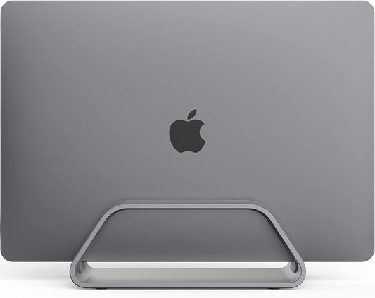 HumanCentric Vertical Laptop Stand Compatible with MacBook Pro and MacBook Air, Holder for Personal Computer Desk Stand, Aluminium, Exchangeable Inserts to Fit Different Device Models, Space Grey