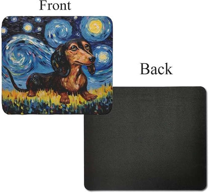Starry Night Dog Mouse Pad for Computer Laptop Home Office Gaming Working Desk Desktop Accessories Non-Slip Rubber Mouse Pad for Dog Lovers (Dachshund)