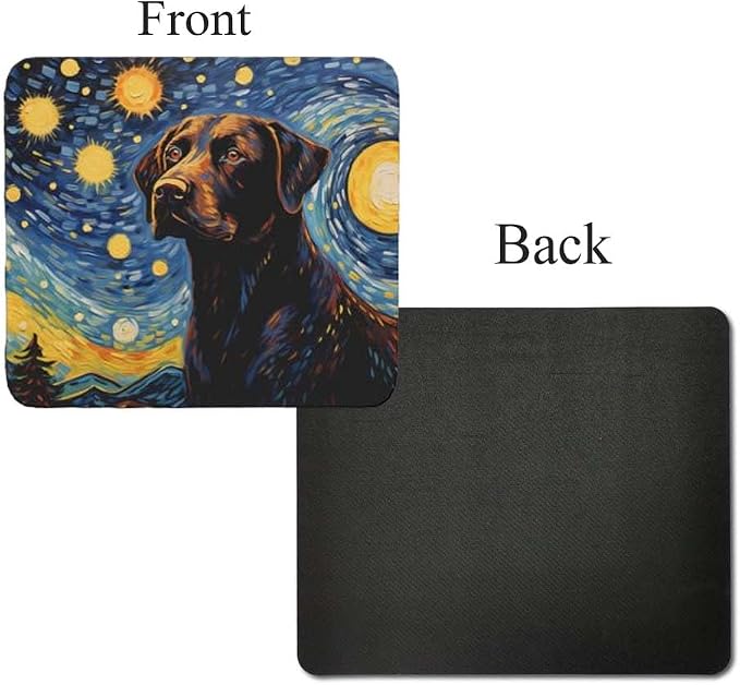 Starry Night Dog Mouse Pad for Home Office Gaming Working Desk Computer Desktop Accessories Non-Slip Rubber Mouse Pad for Dog Lovers (Labrador)