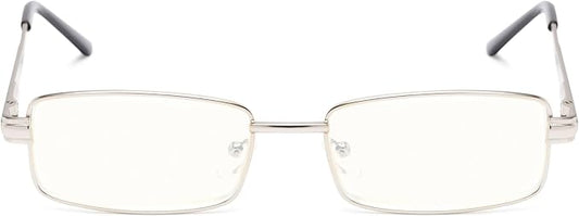 Readers Readers.com Reading Glasses: The Dash Blue Light, Metal rectangle Style for Men and Women