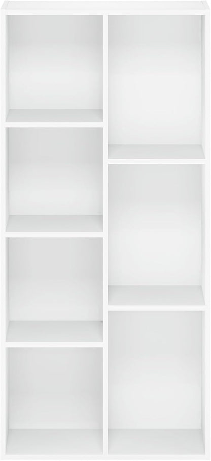 Furinno LUDER Book Shelf, 7-Cube Bookshelf, Bookcase with Open Shelves, 9.4 x 19.5 x 41.7, Easy Assembly, for Living Room, Bedroom, Home Office, White