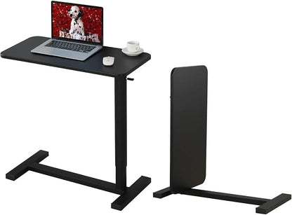 Mobile Standing Desk 90° Tilt Table Height Adjustable Storable Overbed Table 30 Inch Rolling Laptop Desk with Gas Spring Riser and Wheels for Home Office Medical School