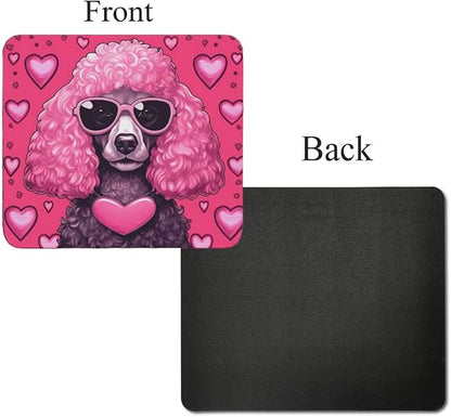 Pink Mousepad Glamour Dog Poodle Mouse Pad for Home Office Gaming Working Desk Computer Desktop Accessories Non-Slip Rubber Mousepad for Dog Lovers