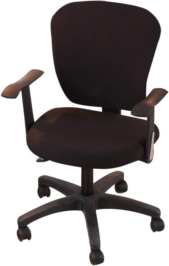Jinzio Computer Office Chair Cover - Split Protective & Stretchable Cloth Polyester Universal Desk Task Chair Chair Covers Stretch Rotating Chair Slipcover, Black