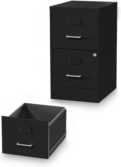 Alera Soho Vertical File Cabinet, 2 Drawers: File/File, Letter, Black, 14" X 18" X 24.1"