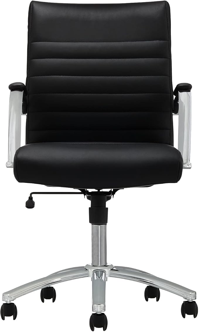 Realspace® Modern Comfort Series Winsley Bonded Leather Mid-Back Chair, Black