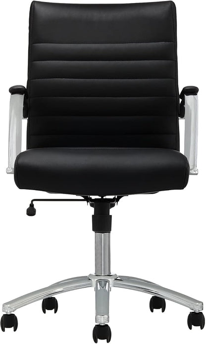 Realspace® Modern Comfort Series Winsley Bonded Leather Mid-Back Chair, Black