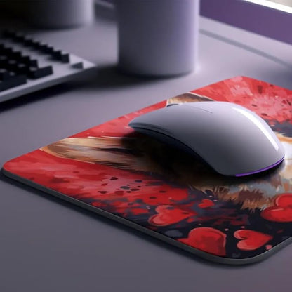 Welsh Corgi Mouse Pad Dog with Red Hearts Pattern Non-Slip Rubber Mouse Pad Puppy in Love Mouse Pad for Home Office Work Desk Computer Desktop Laptop for Dog Lovers
