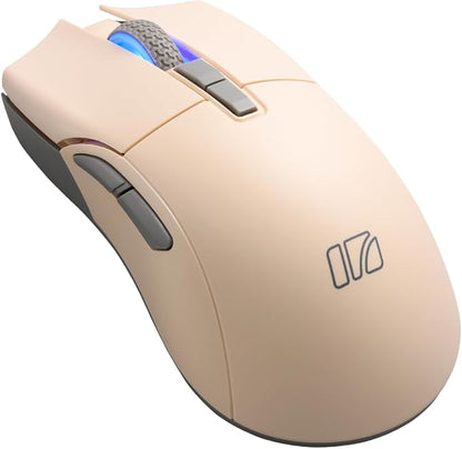 iRocks M31R Wireless Gaming Mouse, Triple Mode 2.4G/ Bluetooth/USB-C Detachable Cable Gaming Mouse, Kailh GM8.0 Switches, Advanced PixArt PAW3395 Optical Sensor, Up to 26,000 DPI - Beige