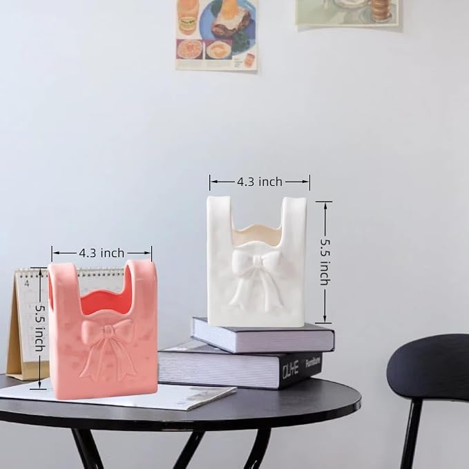 Ceramic Paint Brush Holder, Countertop Organizer,Ceramic T-shirt Bag Sharp Paint Brush Holder (White)