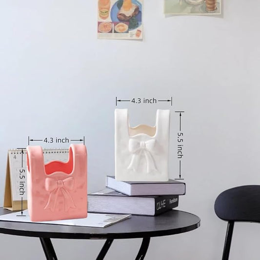 Ceramic Paint Brush Holder, Countertop Organizer,Ceramic T-shirt Bag Sharp Paint Brush Holder (Pink)