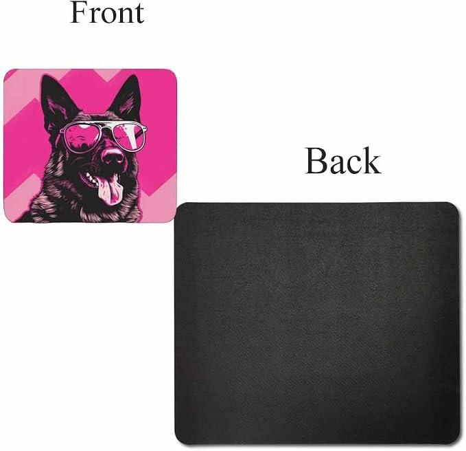 Pink Mousepad Glamour Dog German Shepherd Mouse Pad for Home Office Gaming Working Desk Computer Desktop Accessories Non-Slip Rubber Mousepad for Dog Lovers